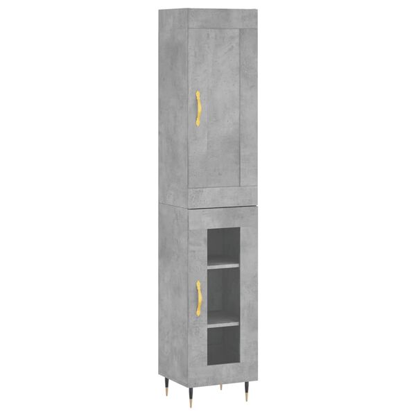 vidaXL Highboard betonggr&aring; 34,5x34x180 cm konstruert tre