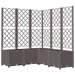 vidaXL Plantekasse med espalier brun 120x120x136 cm PP