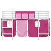 vidaXL Kiddos Loft Senge Ramme med Gardiner Hvit og Rosa 90 x 190 cm