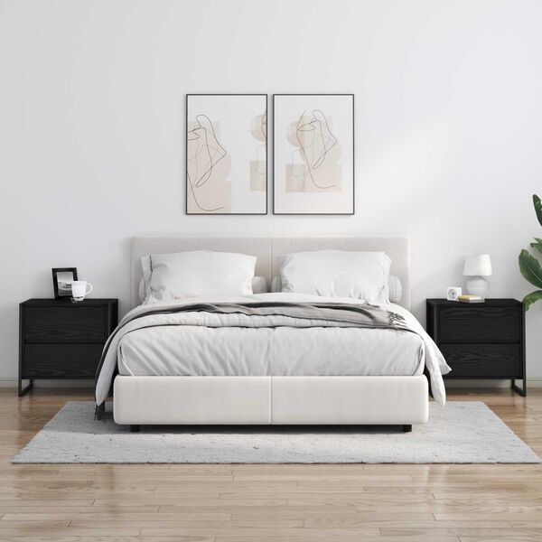 vidaXL Nattbord med skuff Svart Eik 50 x 39.5 x 50 cm Konstruert tre