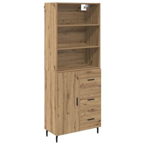 vidaXL H&oslash;yskap Artisan Eik 69,5 x 34 x 180 cm Sponplater og glass