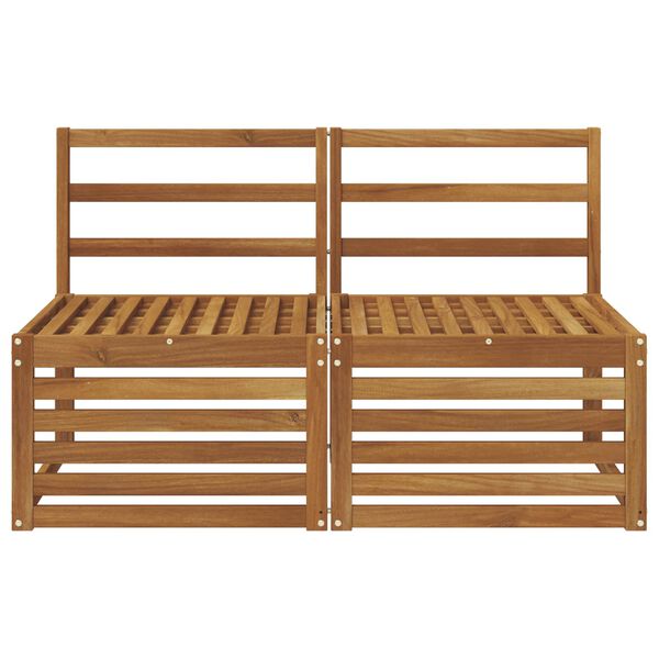 vidaXL 2 Stk Ute Midt Sofa Solid akasietre Naturlig 118 x 63 x 73 cm