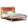 vidaXL Seng med bokhylle uten madrass voksbrun 135x190 cm heltre furu