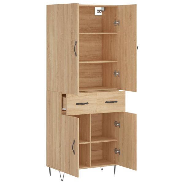 vidaXL Highboard sonoma eik 69,5x34x180 cm konstruert tre