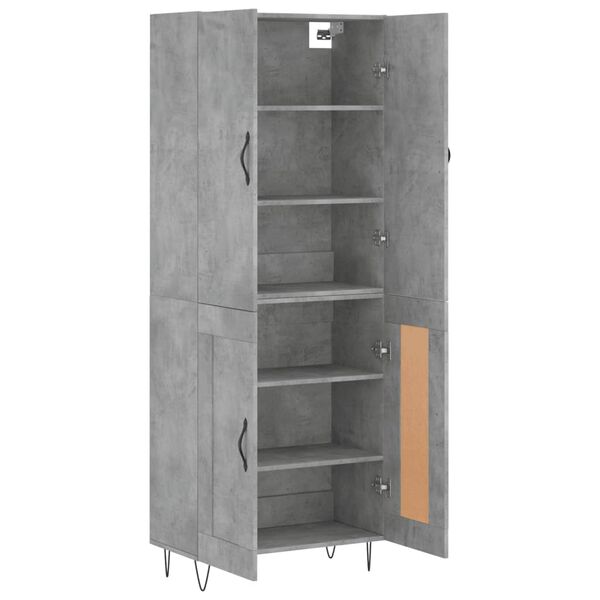 vidaXL Highboard betonggr&aring; 69,5x34x180 cm konstruert tre