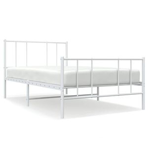 vidaXL Sengeramme i metall med hode- og fotgavl hvit 75x190 cm
