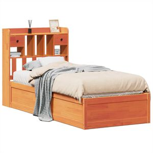 vidaXL Sengeramme uten madrass voksbrun 75x190 cm heltre furu