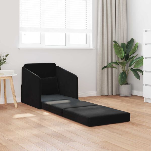 vidaXL Sammenleggbar Sofa seng Svart 65 x 80 x 83 cm Fl&oslash;yel
