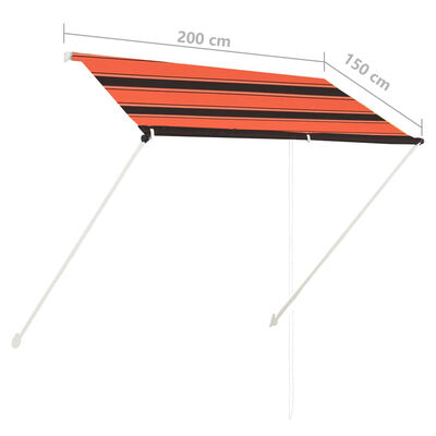vidaXL Uttrekkbar markise med LED 200x150 cm oransje og brun