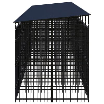 vidaXL Utendørs hundegård med tak stål 18,43 m²