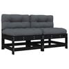 vidaXL Midtsofaer med puter 2 stk svart heltre furu