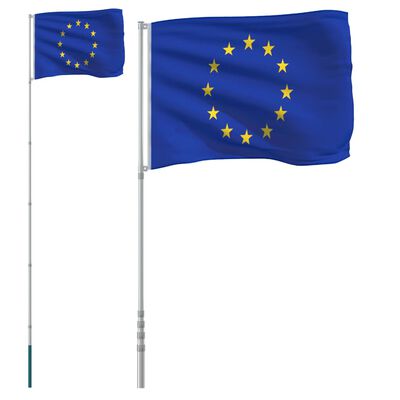 vidaXL Europeisk flagg og stang 5,55 m aluminium