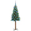 vidaXL Slim juletre med 150 LED gr&oslash;nn 150 cm PVC og Massivt Furu tre