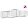 vidaXL Gabionkurver buede 9 stk 300x50x60/80 cm galvanisert jern