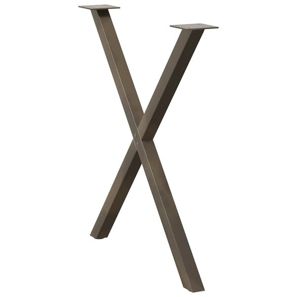 vidaXL Spisebordben X-formet 2 stk naturst&aring;l 70 x (72-73) cm st&aring;l