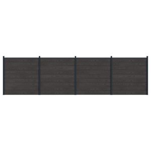 vidaXL Gjerdeplate 4 pcs WPC og Aluminium Svart