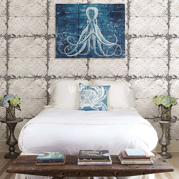 DUTCH WALLCOVERINGS Veggpanel Tin Ceiling hvit