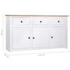 vidaXL Skjenk hvit 135x40x80 cm heltre furu Panama Range