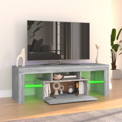 vidaXL TV-benk med LED-lys grå sonoma eik 120x35x40 cm