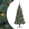 vidaXL Kunstig forbelyst juletre med kule-sett gr&oslash;nn 150 cm PET