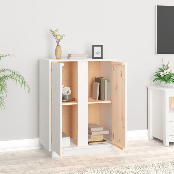 vidaXL Skjenk hvit 60x35x80 cm heltre furu