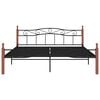 vidaXL Sengeramme svart metall og heltre eik 200x200 cm
