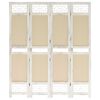 vidaXL Romdeler med 4 paneler kremhvit 140x165 cm stoff