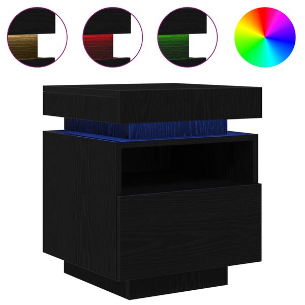 vidaXL Nattbordskap Svart Eik 40 x 39 x 48,5 cm Konstruert tre