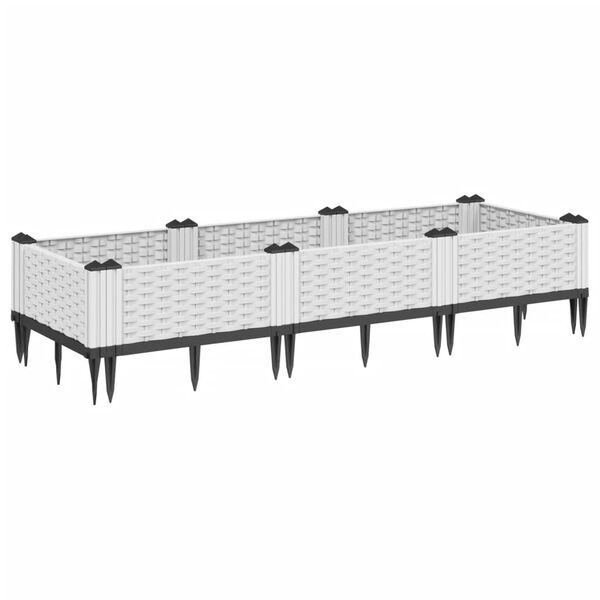 vidaXL Plantekasse med plugger hvit 125x40x28,5 cm PP
