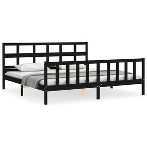 vidaXL Sengeramme med hodegavl svart 200x200 cm heltre