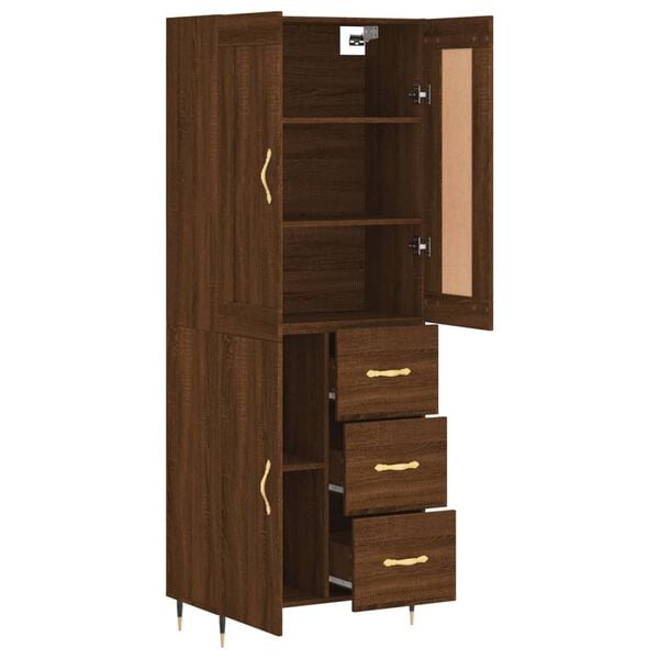 vidaXL Highboard brun eik 69,5x34x180 cm konstruert tre