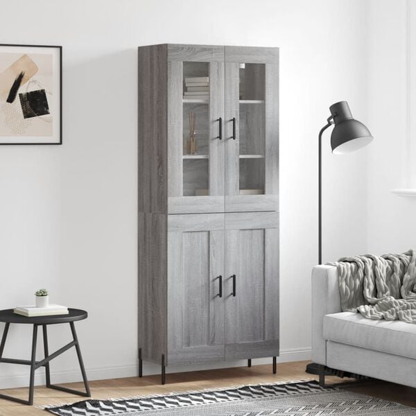 vidaXL Highboard gr&aring; sonoma 69,5x34x180 cm konstruert tre
