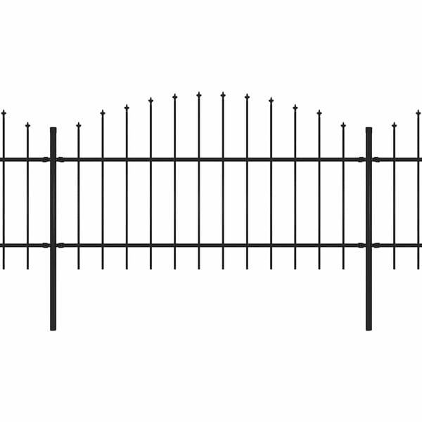 vidaXL Hagegjerde med spydtopp st&aring;l 1781,5x125 cm svart