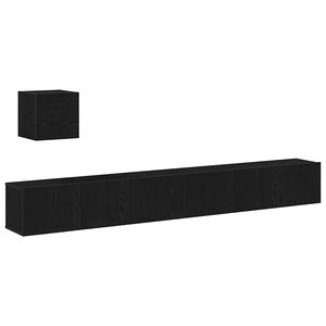 vidaXL TV-benksett Veggmontert Svart Eik Konstruert tre