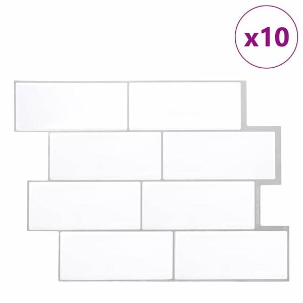 vidaXL Dekorative klistremerker 10 pcs Hvit grå 29,4 x 21,4 x 0,8 cm