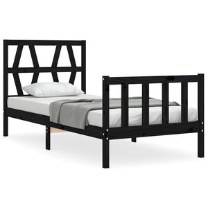 vidaXL Sengeramme med hodegavl svart small single heltre