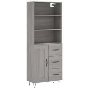 vidaXL Highboard gr&aring; sonoma 69,5x34x180 cm konstruert tre