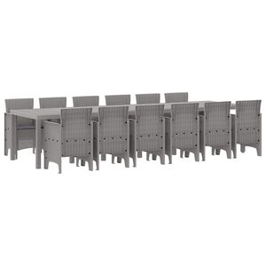 vidaXL Hage Spisegruppe 13 pcs Lysegrå Polt rattan