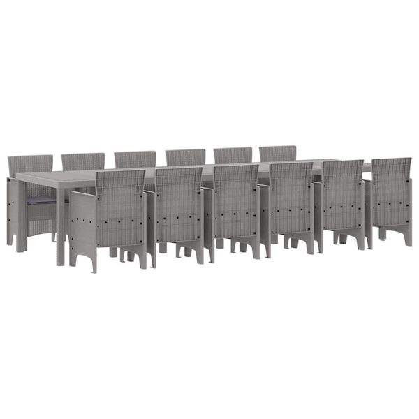 vidaXL Hage Spisegruppe 13 pcs Lysegrå Polt rattan