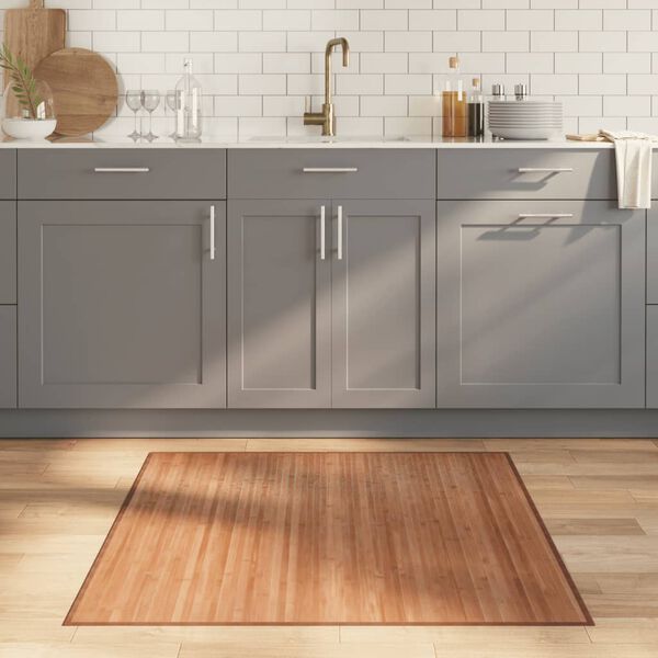 vidaXL Teppe firkantet naturell 100x100 cm bambus