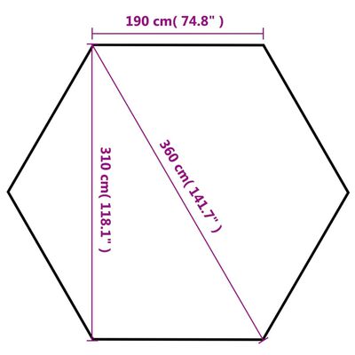 vidaXL Sekskantet popup partytelt med 6 sidevegger kremhvit 3,6x3,1 m