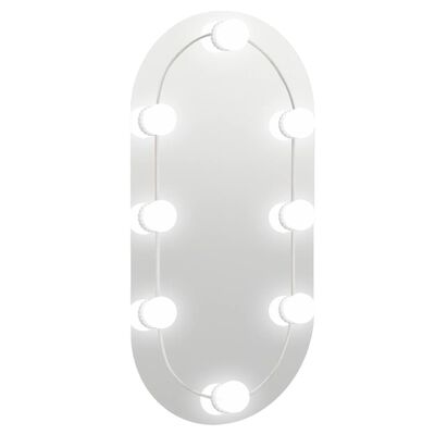 vidaXL Speil med LED-lys 60x30 cm glass oval