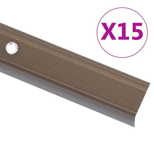 vidaXL Trappeneser L-form 15 stk aluminium 90 cm brun