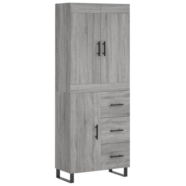 vidaXL Highboard gr&aring; sonoma 69,5x34x180 cm konstruert tre