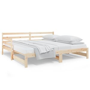 vidaXL Uttrekkbar dagseng 2x(80x200) cm heltre furu