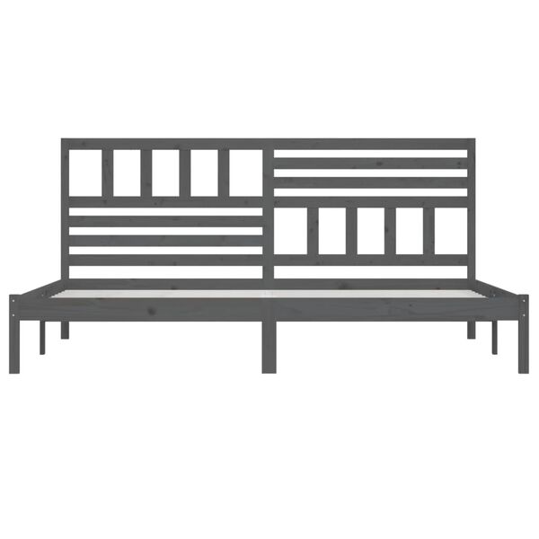 vidaXL Sengeramme grå heltre furu 200x200 cm