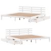 vidaXL Sengeramme med skuffer hvit 200x200 cm heltre furu