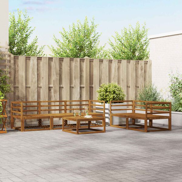 vidaXL Utend&oslash;rs sofa-sett 6 pcs Naturlig Solid akasietre