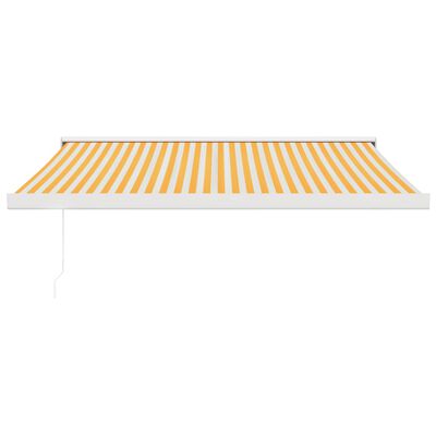 vidaXL Uttrekkbar markise gul og hvit 3x2,5 m stoff og aluminium