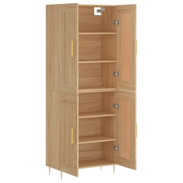 vidaXL Highboard sonoma eik 69,5x34x180 cm konstruert tre